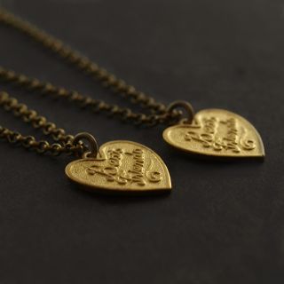 vintage BEST FRIENDS heart necklaces . charm chain pair friendship 