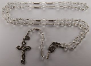 Nice Vintage Cut Crystal Rosary on Sterling with Tag