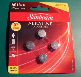   5V Sunbeam Alkaline Batteries 357 SG13 303 A76 EXP76 SR44 LR44