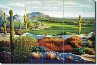 White BOULDERS Golf Course Ceramic Tile Mural Art