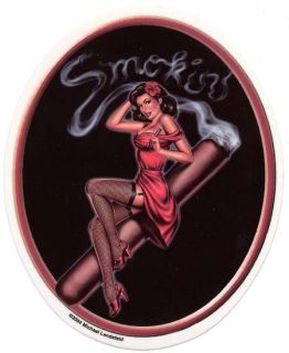 50 s pinup girl smoking a cigar vinyl sticker decal