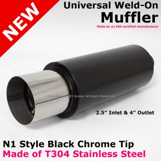   N1 Black Stainless Polished Tip 2 5 Inlet 4 Outlet Muffler