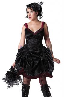 Living Dead Souls Black and Burgundy Brocade Corset Dress Gothic Prom 