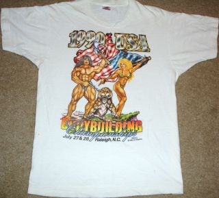 Vtg 1990 Bodybuilding Championships Mens Shirt L Wrestling 90s