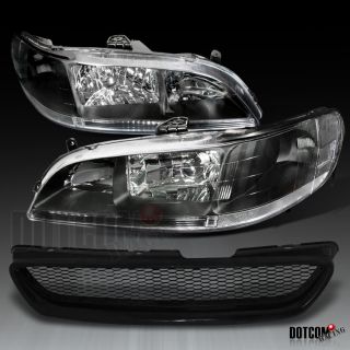 1998 2002 Accord Coupe 2dr Headlights Mesh Type Black Grill Grille R 