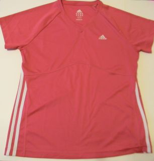 Adidas Active Top Red V Neck Short Sleeve Shirt Womens L