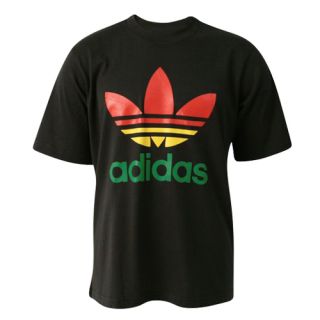 Adidas Originals ADICOLOR Jamaican Trefoil T Shirt Black Multi Mens 