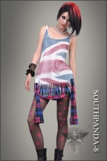 SC083 Multi Colored Quadrille Lolita Divided Skirt