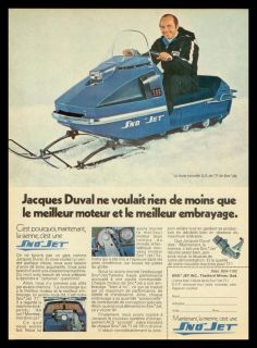 1970 Sno Jet s s Jet Snowmobile French Ad Jacques Duval
