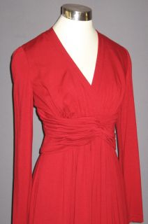 Adrianna Papell Red Knotted Jersey Knit L s Dress