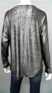 The Addison Story Misses PXS Metallic Shirt Top Silver Long Sleeve 