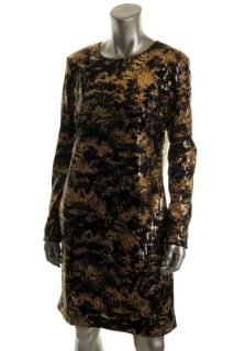Adam Lippes New Black Sequined Scoop Neck Long Sleeve Cocktail Dress 