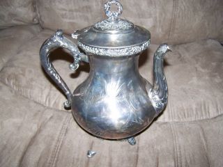 Antique Quadruple Plate Adelphi Silver Plate NY Teapot