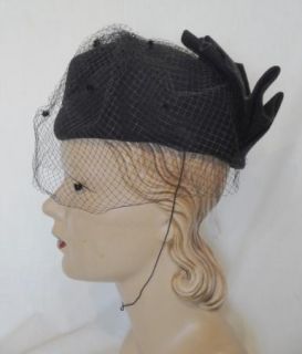 NOS with Tags $55 Fab Vintage Adolfo II Black Wool Hat Veil Bollman Co 