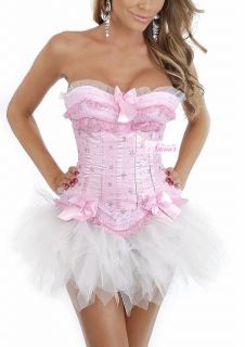 Sexy Pink Fairy Costume Moulin Rouge Corset Tutu Skirt