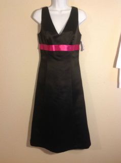 NWT After Six Knee Length Prom Formal Cruise Dress Hot Pink Black 8 