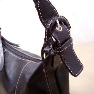   Aigner Black Leather Hobo Shoulder Bag Feet on Bottom Handbag