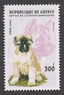 Dog Art Full Body Head Portrait Postage Stamp Akita Inu Puppy Guinea 