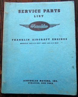   Model 6A8 215 B8F & B9F Aircraft Engines Service Parts List 1952(135