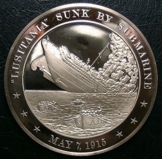 Lusitania Sunk by Submarine 1915 Franklin Mint Bronze Medal