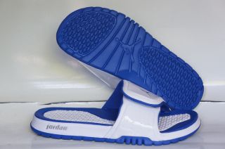 Nike Air Jordan Hydro 2 White Metallic Silver Royal Blue Sandals Mens 