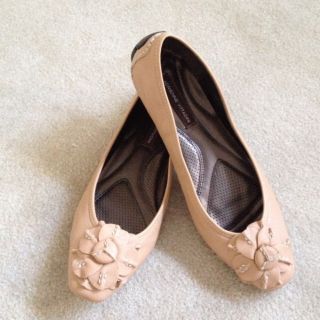 Adrienne Vittadini Ballet Flats Driving Moccasins Beige Leather Size 7 