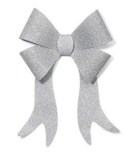 New Christmas Silver Holiday Glitter Bow 9 x 15 1225 715s