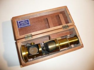 Vintage Salanson Microscope in Wood Box with Slides