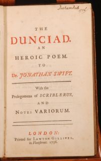 1736 DUNCIAD With Scriblerus & Variorum Alexander POPE