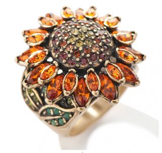 Heidi Daus A Fabulous Sunflower Crystal Accented Ring Size 6