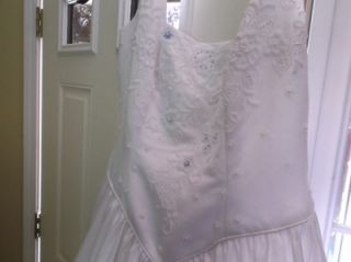 Alfred Angelo Wedding Dress L XL White Satin Lace Beaded Vintage