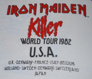 Vintage Iron Maiden Killers World Tour T Shirt 1982 L