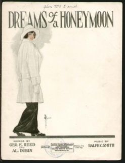 print dreams of a honeymoon 1913 pretty girl sheet music