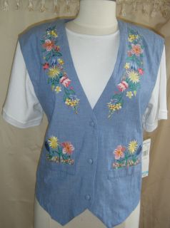 Top 2fer L Alfred Dunner Embroidered Weskit Vest Over s s Attached Top 