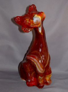 Fenton Art Glass Ruby Red Slag Alley Cat 1980s Cat Made for Levay 