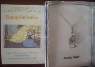 Rumpelstiltskin Sterling Silver Spinning Wheel Charm Necklace Fairy 