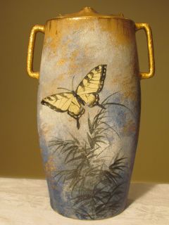 Rookwood 1883 Albert R Valentien Signed Limoges Glaze Two Handled Vase 