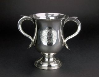   GEORGIAN SOLID SILVER ENGRAVED TROPHY CUP, ROBERT ALBIN COX c.1756