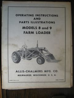 TPL 298A Allis Chalmers Manual PARTS MODELS 8 AND 9 FARM LOADER