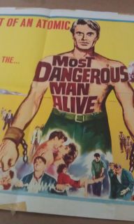 Most Dangerous Man Alive Movie Poster Half Sheet 1961 Original Folded 