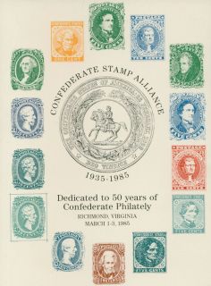 Confederate Stamp Alliance Souvenir Card depicting All 14 Issues Great 