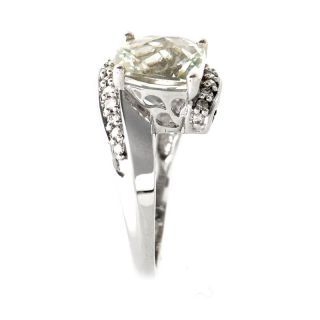 14k White Gold Diamond Green Amethyst Ring