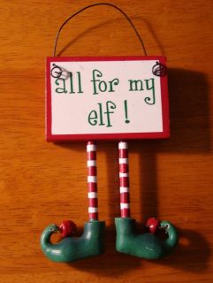 ALL FOR MY ELF Christmas Elves Shoes Slippers Decor Sign Whimsical 