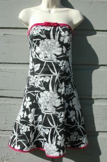 Gunne Sax Jessica McClintock Black White Floral Sundress dress 7 8
