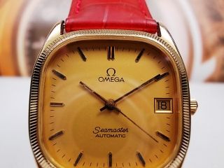 Omega Seamaster Date Gold Plaque Automatic Mens Watch Caliber 1110 