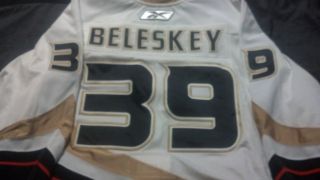 Anaheim Ducks Game Worn Used Jersey 39 Matt Beleskey White NHL Hockey 