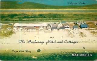Cape Cod MA Anchorage Motels Cottages Birdseye Postcard