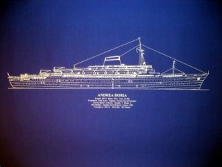 Sunk Passenger Liner Andrea Doria Italian Line Blueprint Plan 20X26 