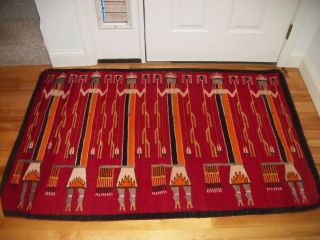   Vintage Yei Navajo Rug Native American Indian Blanket Awesome