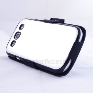 White Aluminum Brushed Holster Combo Case for Samsung Galaxy s III 3 